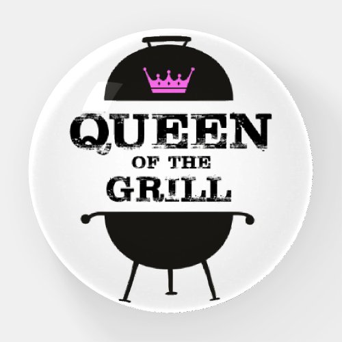 Queen Of The Grill Black Pink Crown Paperweight