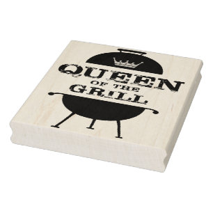 Queen Of The Grill, Black Pink Crown Rubber Stamp