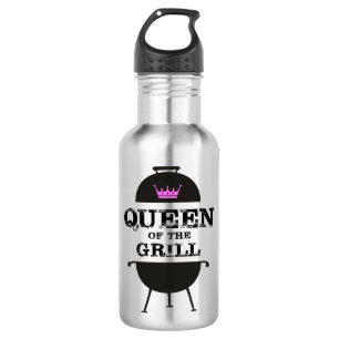 Queen Of The Grill, Black Pink Crown Stainless Steel Water Bottle