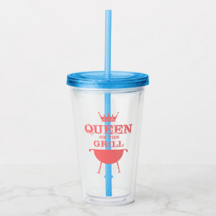 Queen Of The Grill, Pink Acrylic Tumbler