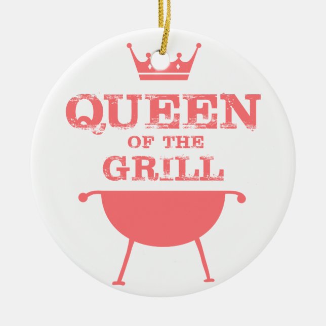 Queen Of The Grill, Pink Ceramic Ornament (Front)