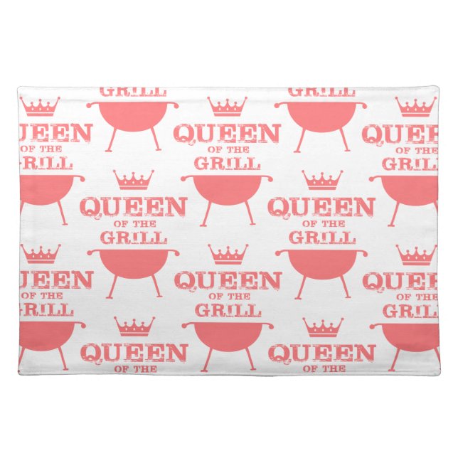 Queen Of The Grill, Pink Cloth Placemat (Front)