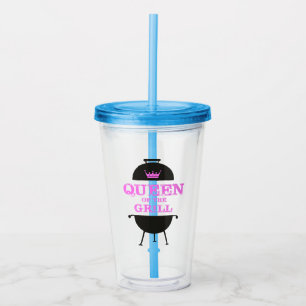 Queen Of The Grill, Pink Crown Pink Acrylic Tumbler