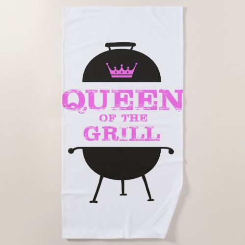 Queen Of The Grill Pink Crown Pink Beach Towel