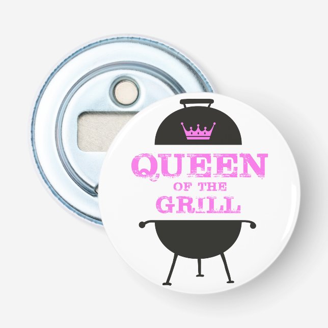 Queen Of The Grill, Pink Crown Pink Bottle Opener (Front)