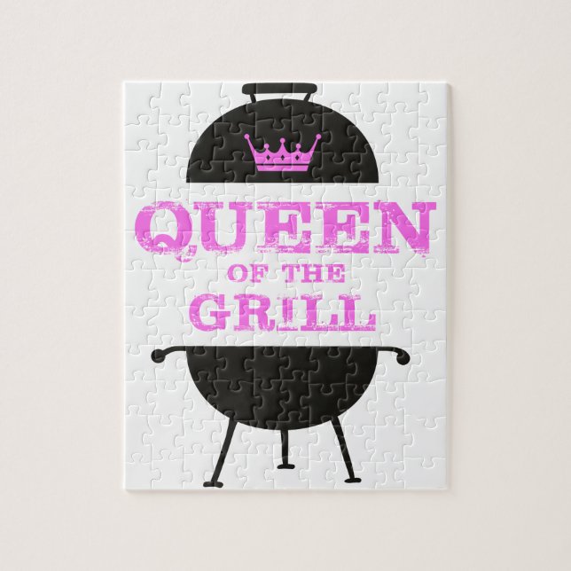 Queen Of The Grill, Pink Crown Pink Jigsaw Puzzle (Vertical)