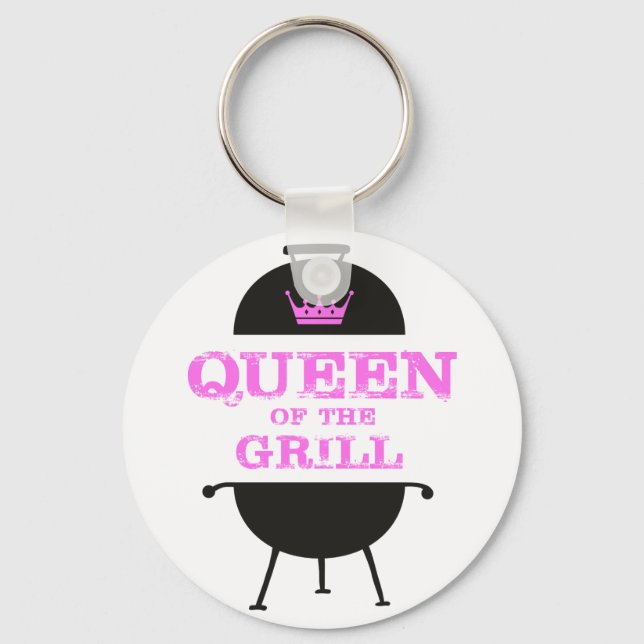 Queen Of The Grill, Pink Crown Pink Keychain (Front)