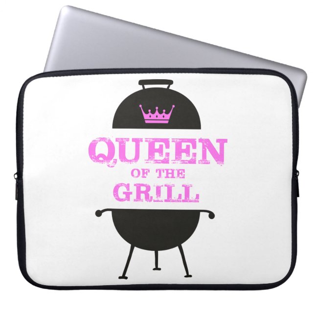 Queen Of The Grill, Pink Crown Pink Laptop Sleeve (Front)