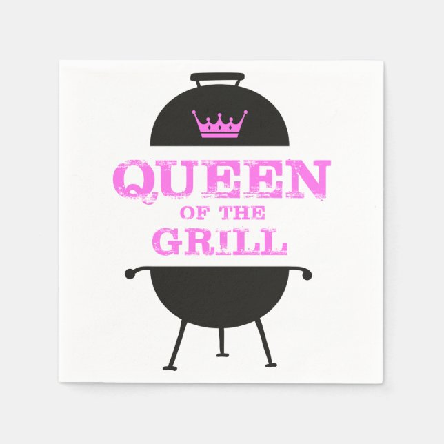 Queen Of The Grill, Pink Crown Pink Napkins (Front)