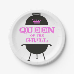 Queen Of The Grill, Pink Crown Pink Paper Plates