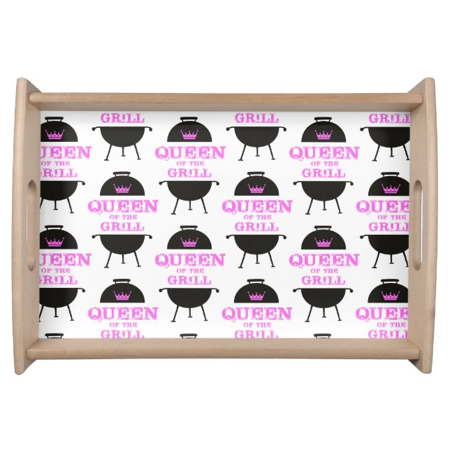 Queen Of The Grill, Pink Crown Pink Serving Tray (Front)