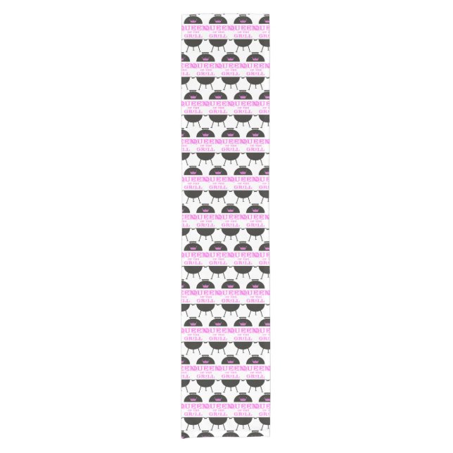 Queen Of The Grill, Pink Crown Pink Short Table Runner (Front)