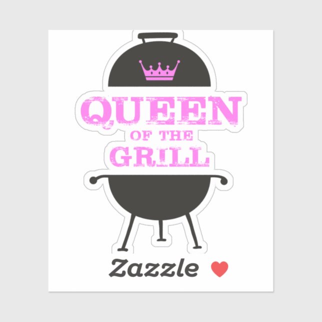 Queen Of The Grill, Pink Crown Pink Sticker (Sheet)