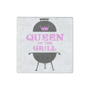 Queen Of The Grill, Pink Crown Pink Stone Magnet