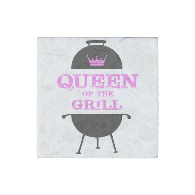 Queen Of The Grill, Pink Crown Pink Stone Magnet (Front)