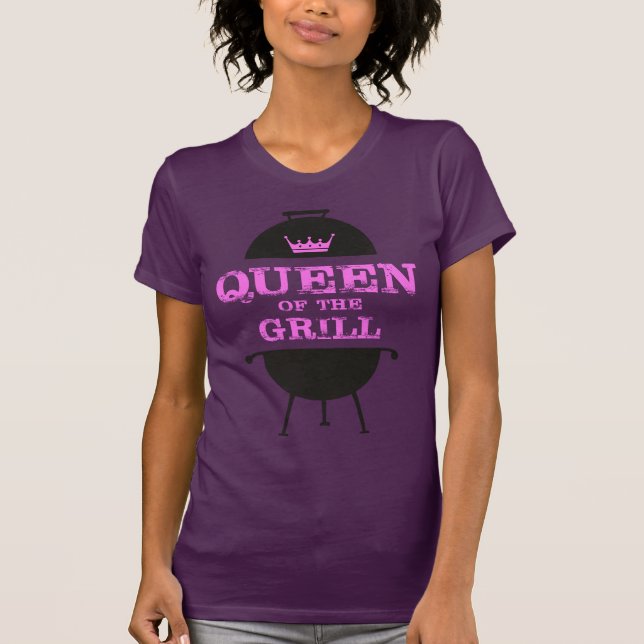 Queen Of The Grill, Pink Crown Pink T-Shirt (Front)