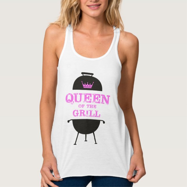 Queen Of The Grill, Pink Crown Pink Tank Top (Front)