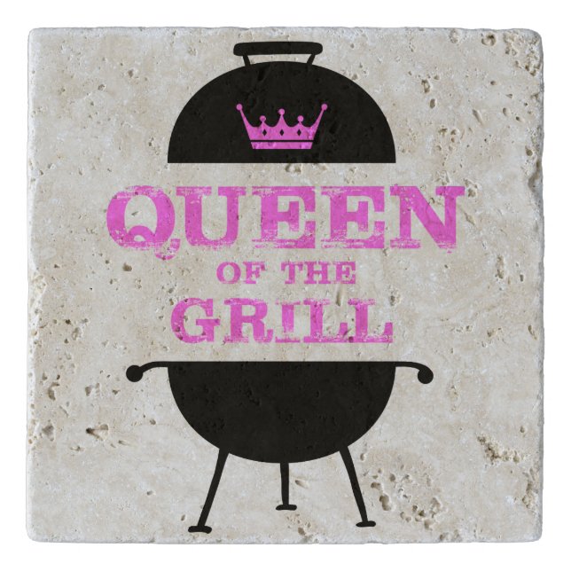 Queen Of The Grill, Pink Crown Pink Trivet (Front)