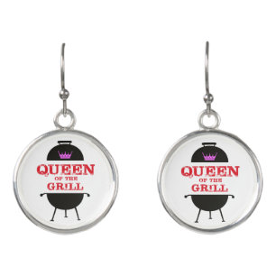 Queen Of The Grill, Pink Crown Red Earrings