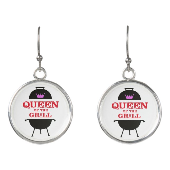 Queen Of The Grill, Pink Crown Red Earrings (Front)