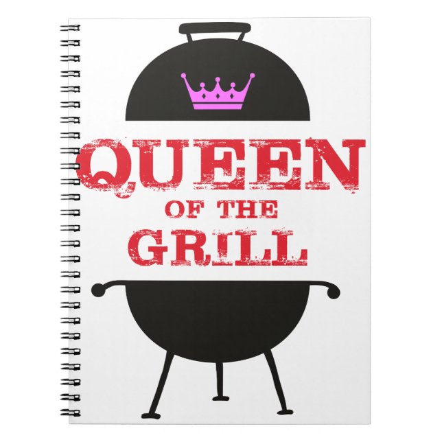 Queen Of The Grill, Pink Crown Red Notebook (Front)