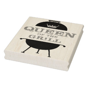 Queen Of The Grill, Pink Crown Red Rubber Stamp