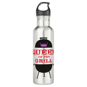 Queen Of The Grill, Pink Crown Red Stainless Steel Water Bottle
