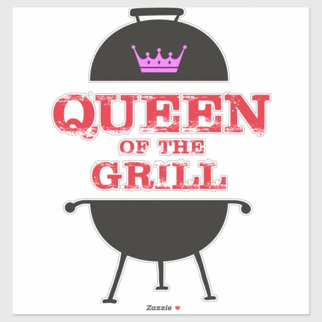 Queen Of The Grill, Pink Crown Red Sticker (Sheet)