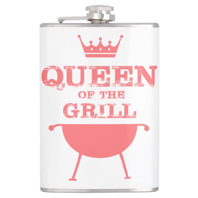 Queen Of The Grill, Pink Flask (Front)