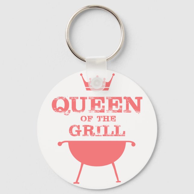 Queen Of The Grill, Pink Keychain (Front)