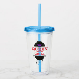 Queen Of The Grill, Purple Crown Red Acrylic Tumbler