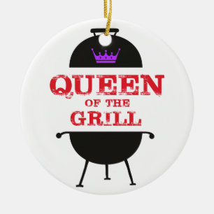 Queen Of The Grill, Purple Crown Red Ceramic Ornament