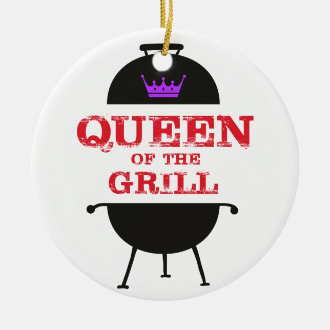 Queen Of The Grill, Purple Crown Red Ceramic Ornament (Front)