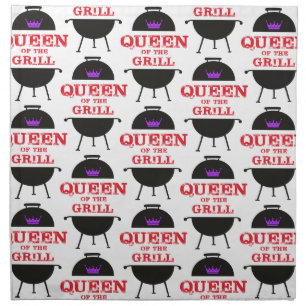 Queen Of The Grill, Purple Crown Red Cloth Napkin