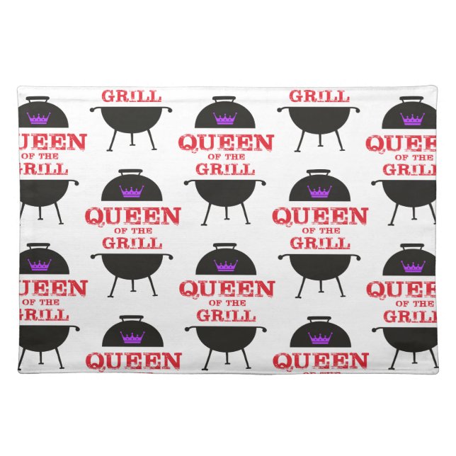 Queen Of The Grill, Purple Crown Red Cloth Placemat (Front)