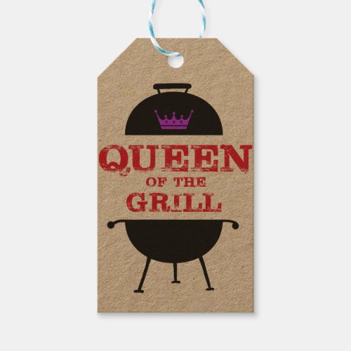 Queen Of The Grill Purple Crown Red Gift Tags