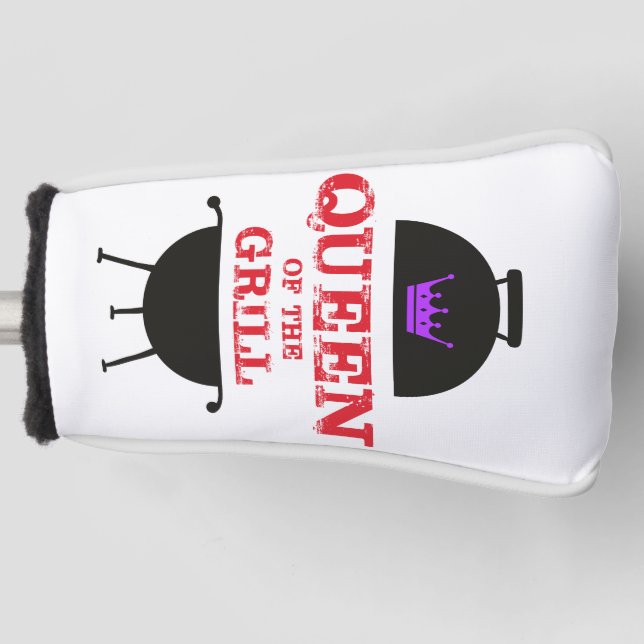 Queen Of The Grill, Purple Crown Red Golf Head Cover (Front)