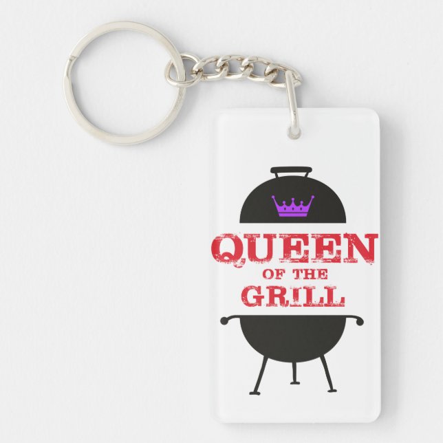 Queen Of The Grill, Purple Crown Red Keychain (Front)