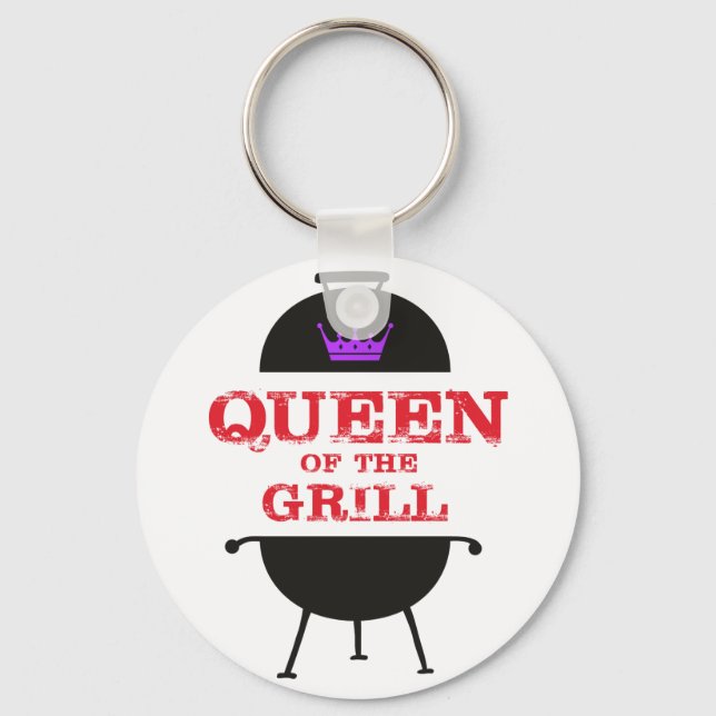Queen Of The Grill, Purple Crown Red Keychain (Front)