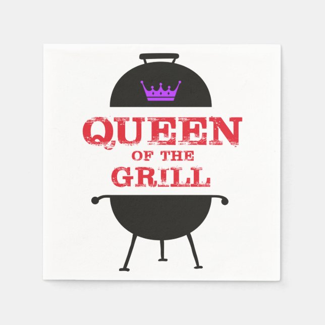 Queen Of The Grill, Purple Crown Red Napkins (Front)