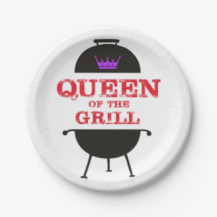 Queen Of The Grill, Purple Crown Red Paper Plates