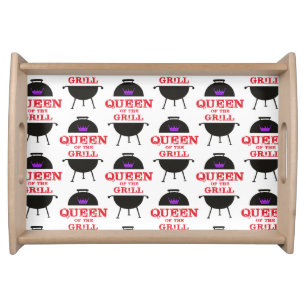 Queen Of The Grill, Purple Crown Red Serving Tray
