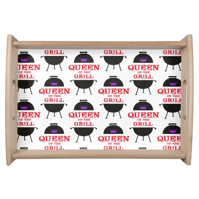 Queen Of The Grill, Purple Crown Red Serving Tray (Front)