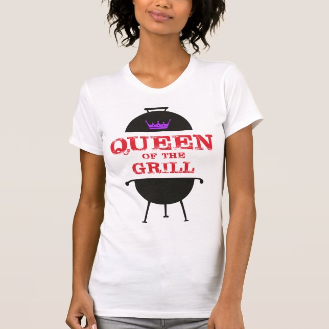 Queen Of The Grill, Purple Crown Red T-Shirt (Front)