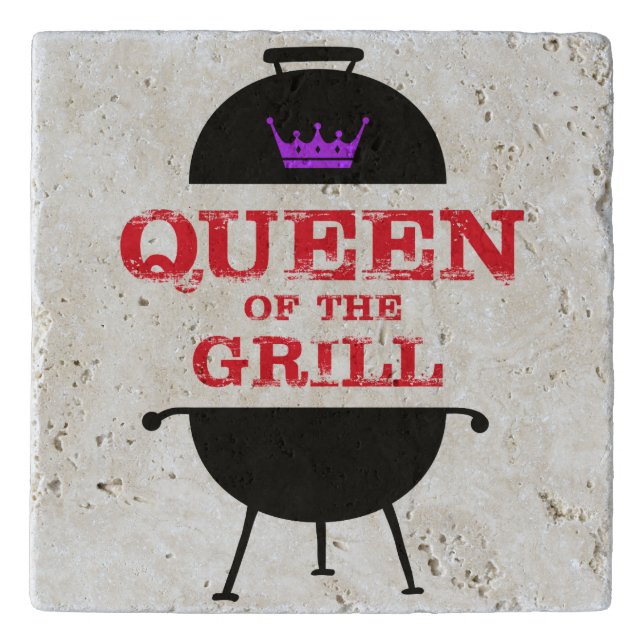 Queen Of The Grill, Purple Crown Red Trivet (Front)