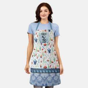 Queen of the Grill Women's colorful-denim, lace  Apron