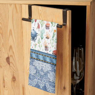Queen of the Grill Women's colorful-denim, lace Kitchen Towel