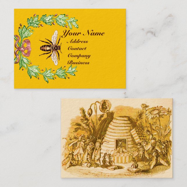 QUEEN OF THE HONEY BEES  IN SKEP / BEEKEEPER BUSINESS CARD (Front/Back)