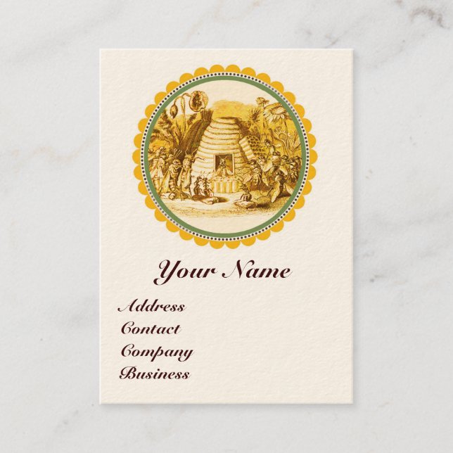 QUEEN OF THE HONEY BEES  IN SKEP / BEEKEEPER BUSINESS CARD (Front)
