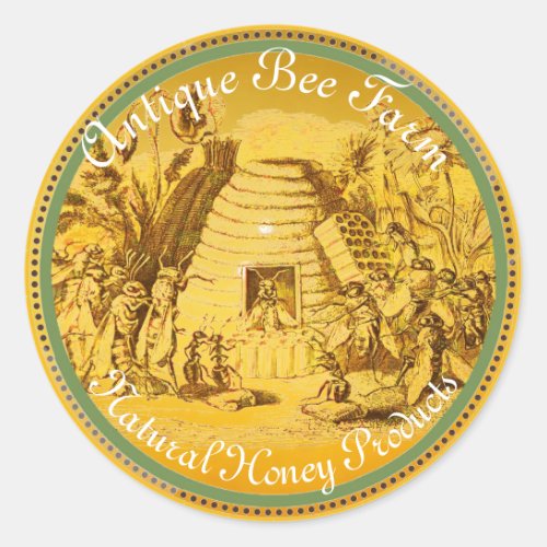 QUEEN OF THE HONEY BEES IN SKEP  BEEKEEPER Circle Classic Round Sticker
